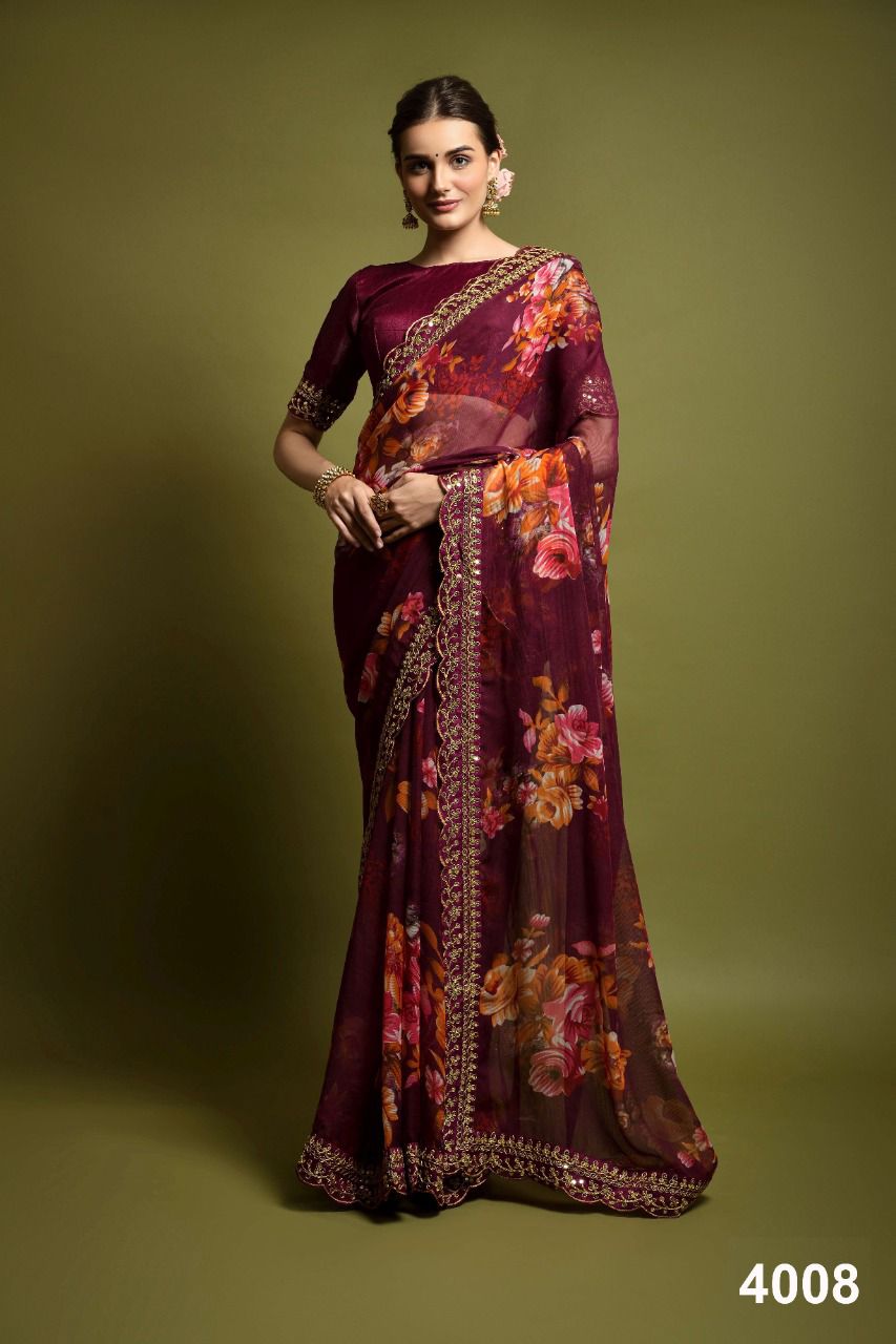 Nazneen Saachi 4007 Series New Fancy Party Wear Georgette Latest Saree Collection
